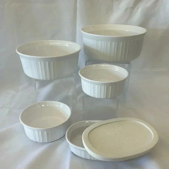 Corningware Other - Vintage Corningware French White Bakeware Bowls Dishes Set of 5